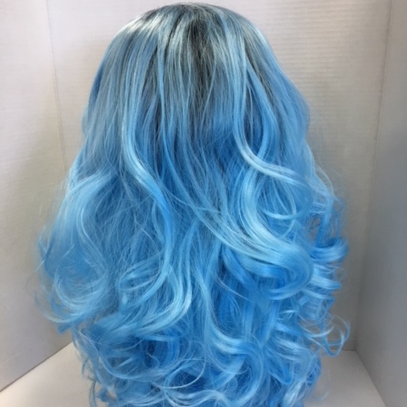 Ombre Blue Lace Front Synthetic Wig - Picture 4 of 6